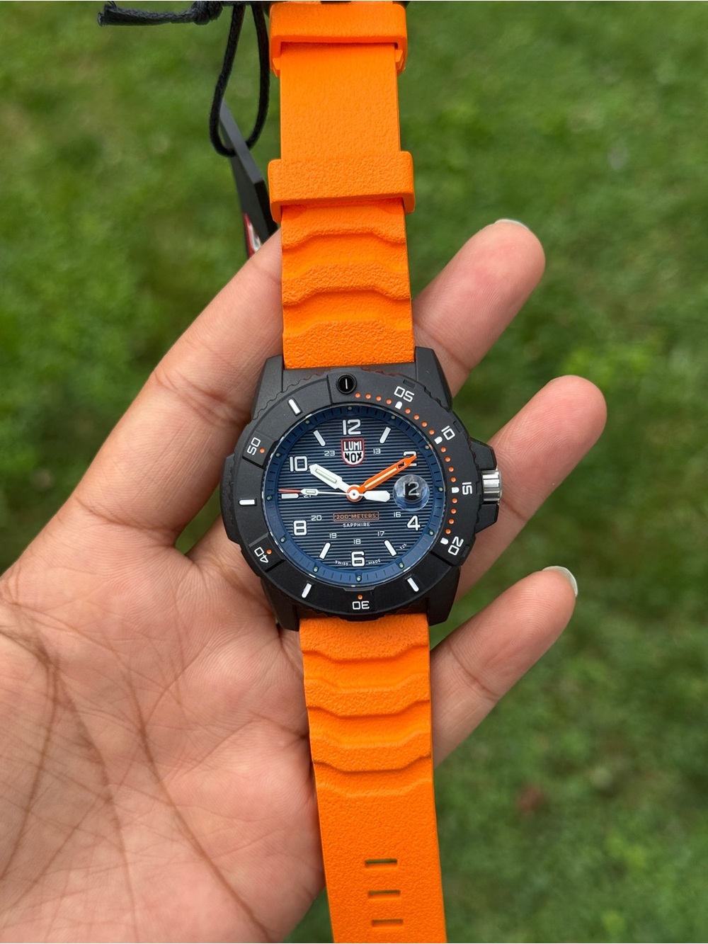 Luminox Navy Blue Dial Orange Strap Tactical mens Watch - Picture 11 of 13